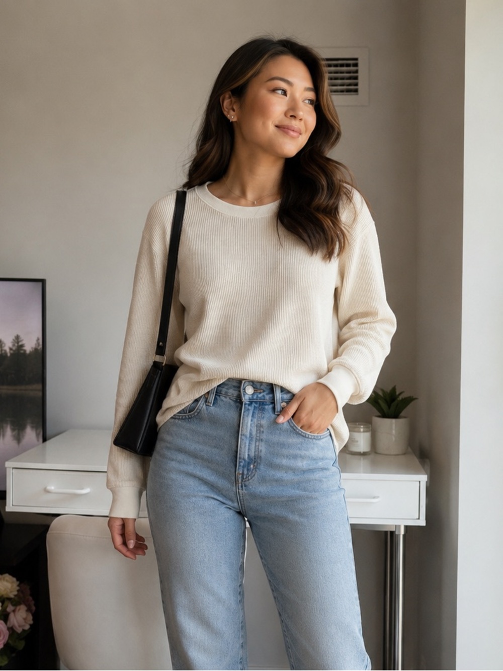 Uniqlo Women's Straight Leg Jeans in Light Blue Wash